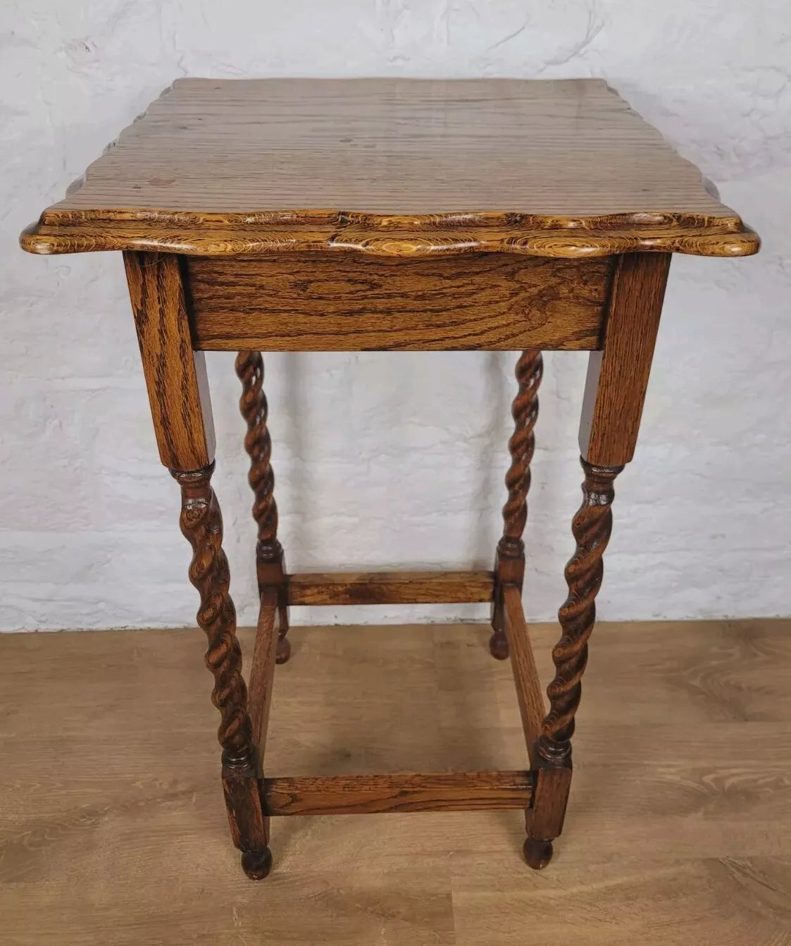 Barley Twist Side Table Oak Figured Country English Postage Available