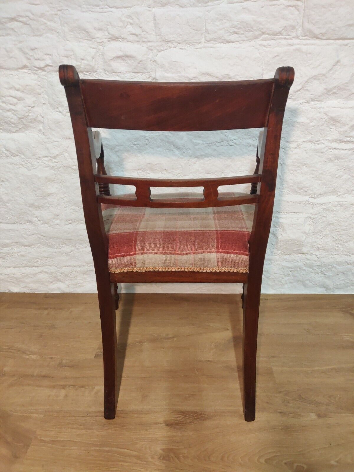 William IV Dining Chairs Set Tweed Carver Foliage Carvings Postage Available