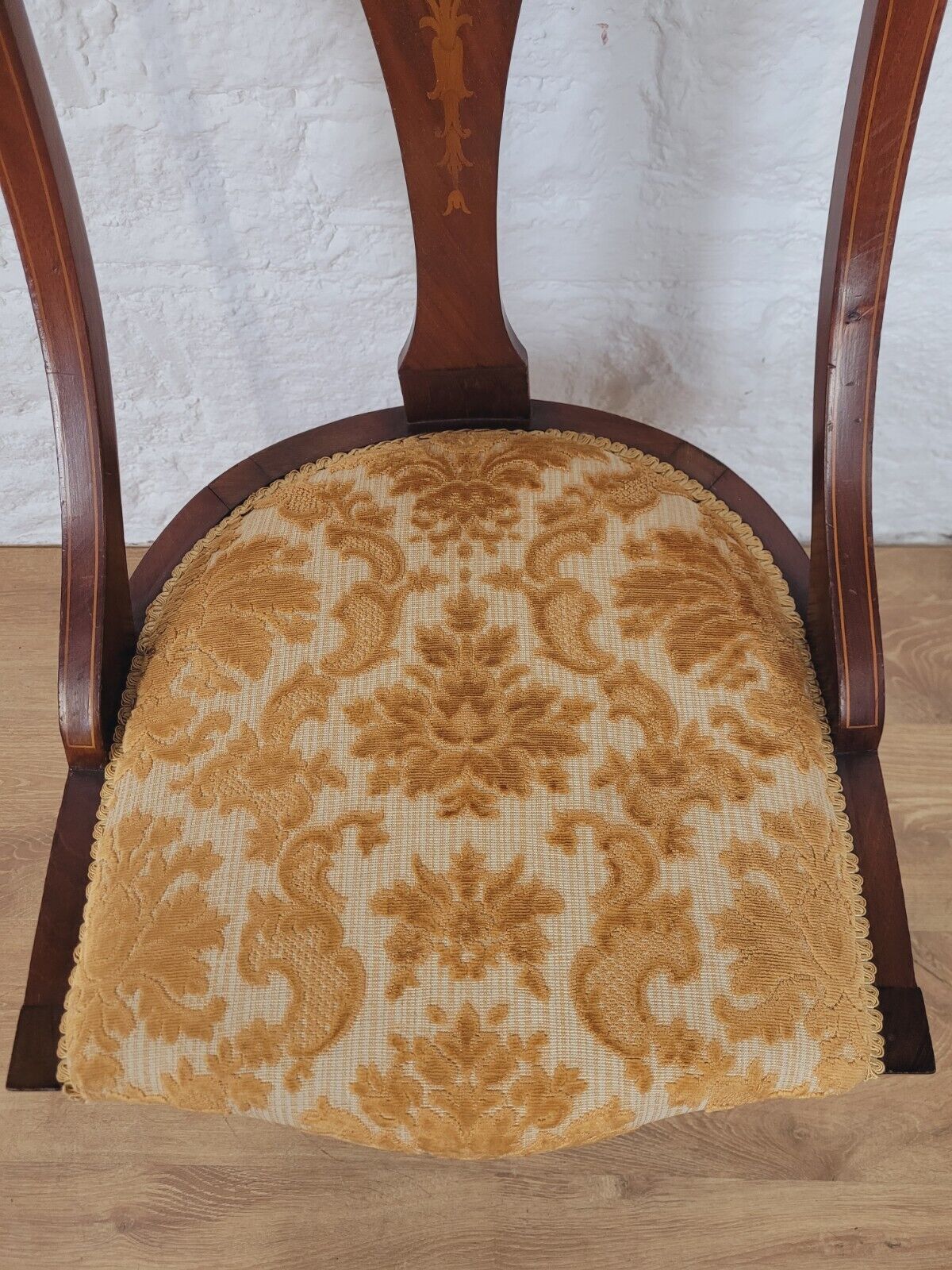 Edwardian Inlaid Dining Chair Floral Upholstered Postage Available