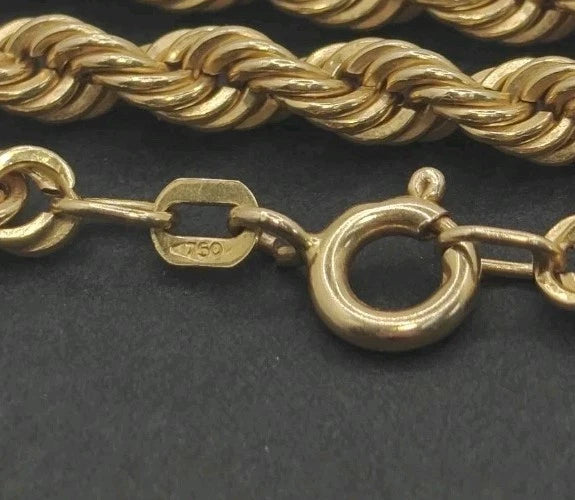 18ct Yellow Gold Rope Twist Necklace 18.5" Postage Available