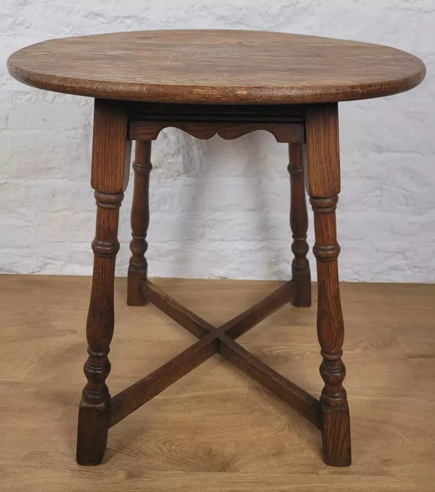 Circular Oak Side Table Country Carved 19th Century Postage Available