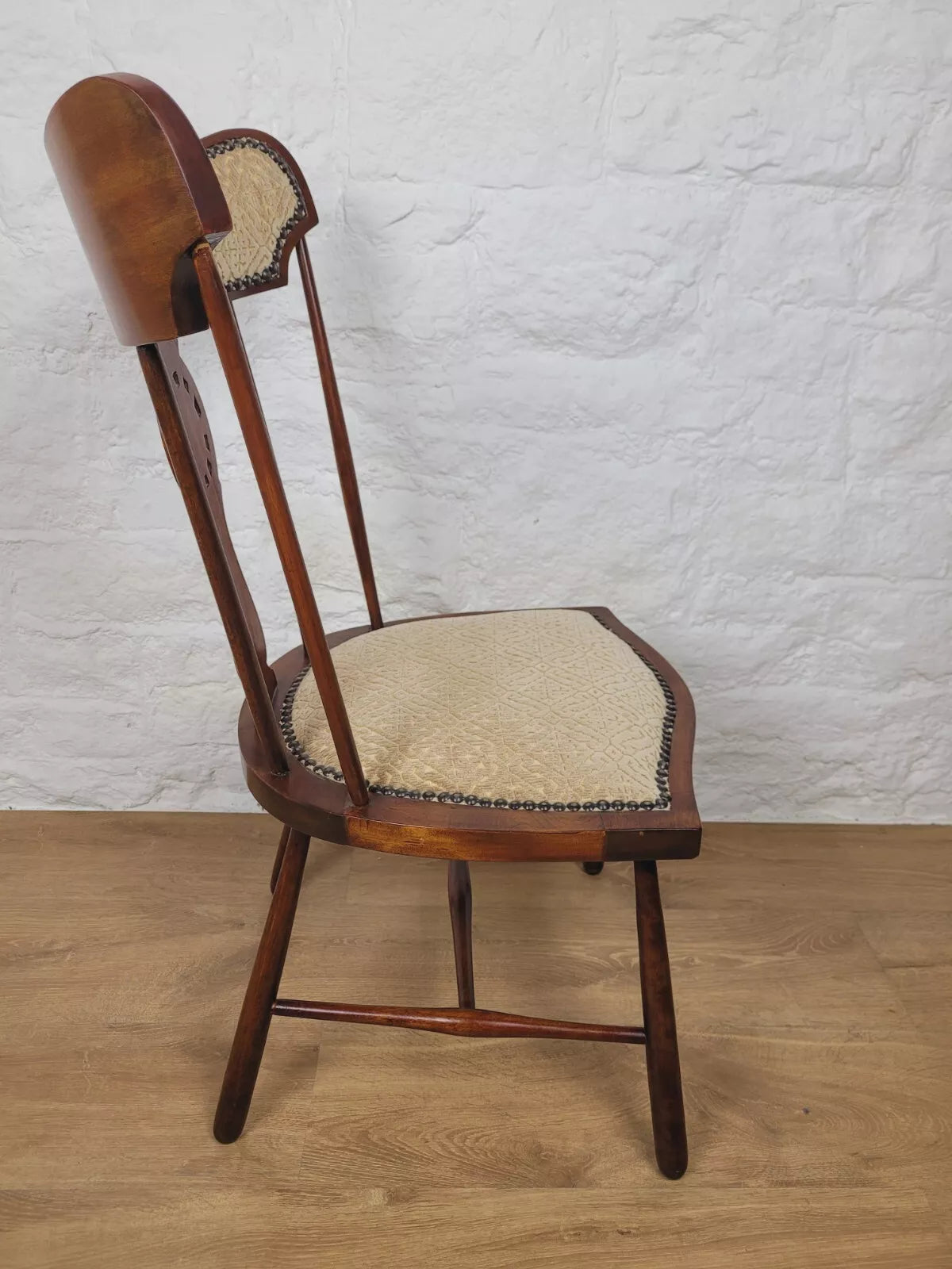 Vintage Bedroom Chair Pierced Back Upholstered Country Postage Available