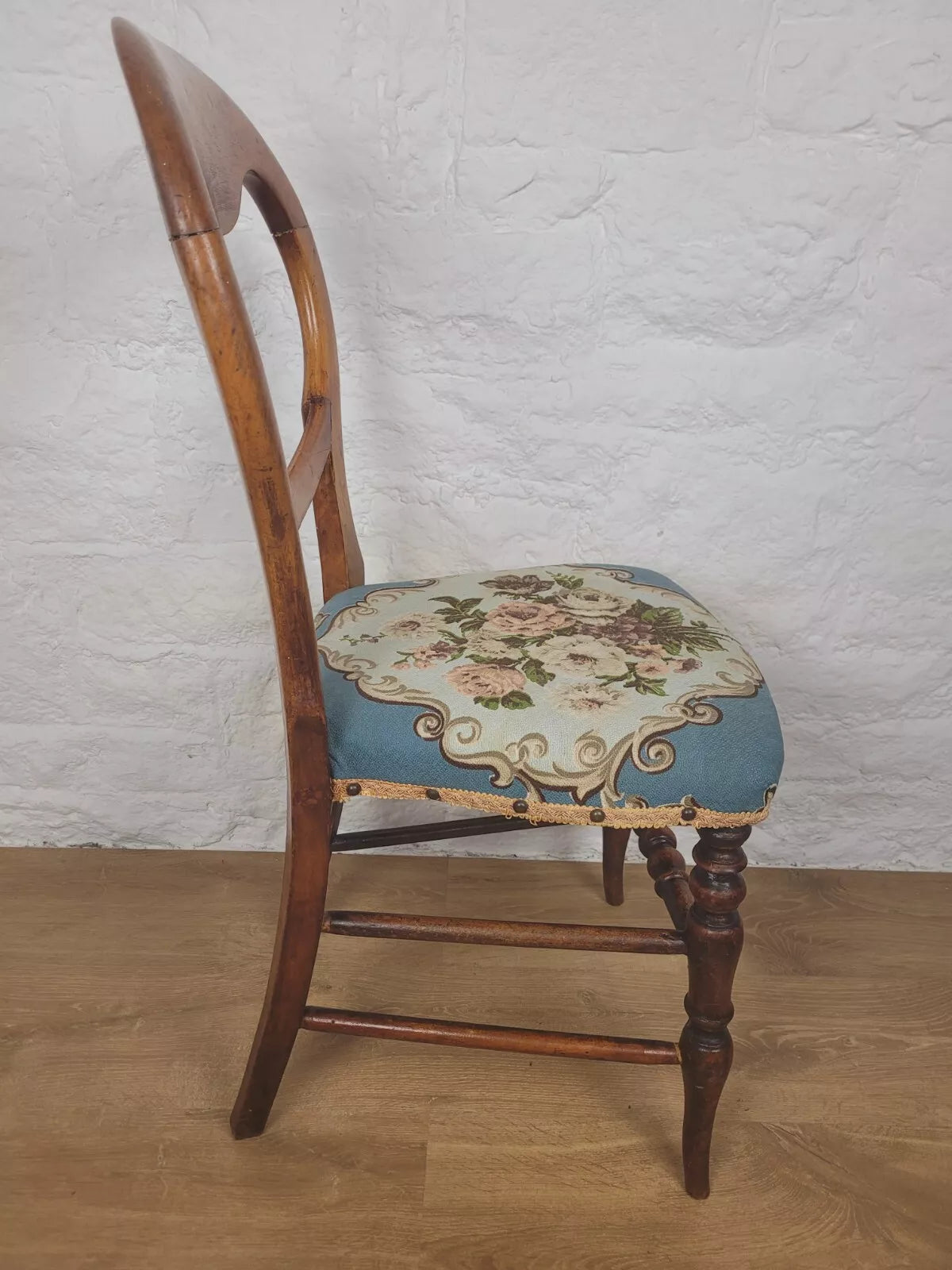 Fruitwood Dining Chair Victorian Balloon Back Upholstered Postage Available