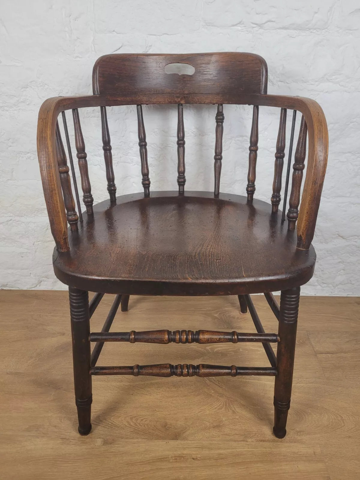 Vintage Office Elbow Chair Mid 20th Century Oak Spindle Back Postage Available