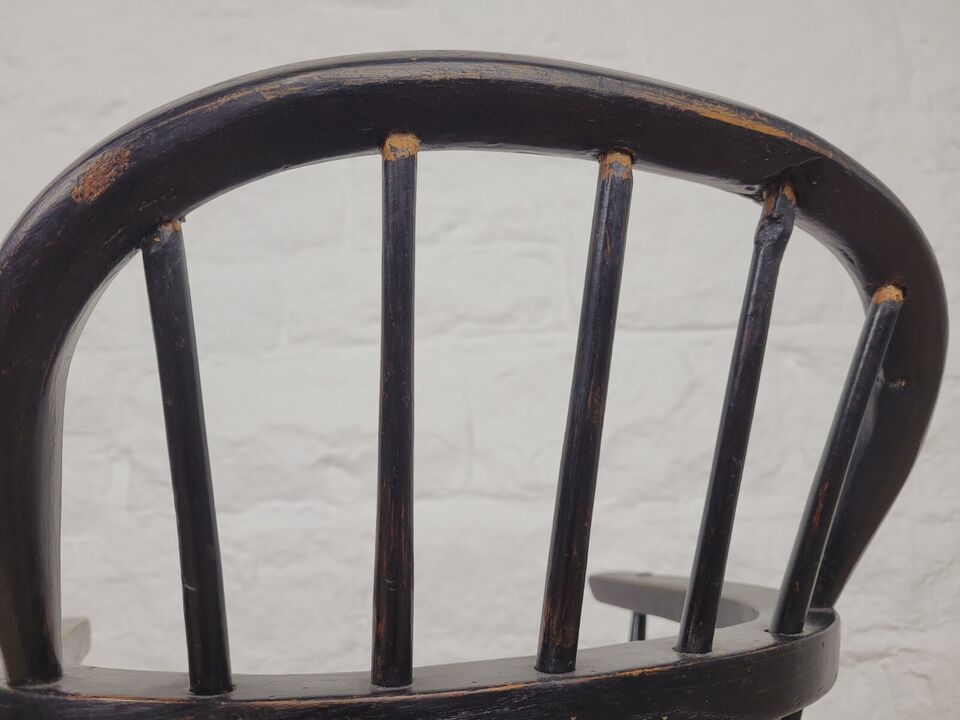 Childs Windsor High Chair 19thC Ebonised Stick Back Postage Available