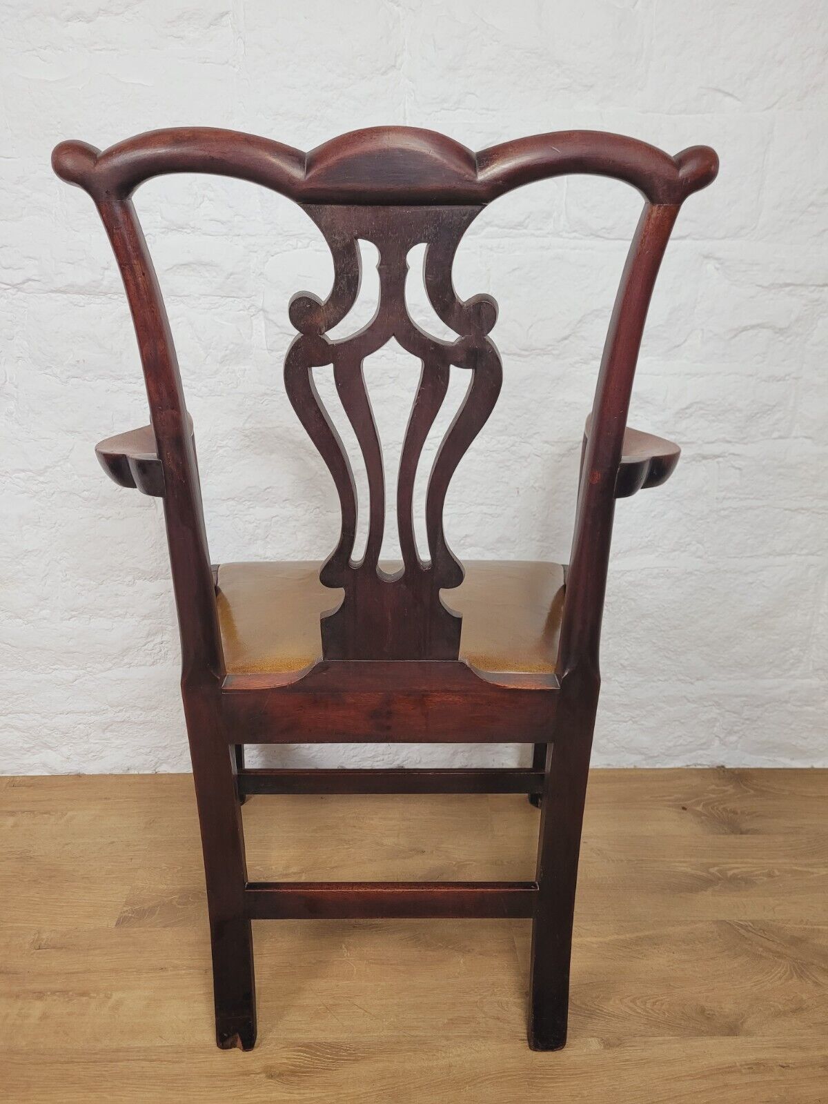 Victorian Dining Armchair Chippendale Style Pierced Splatback Leather Postage Available