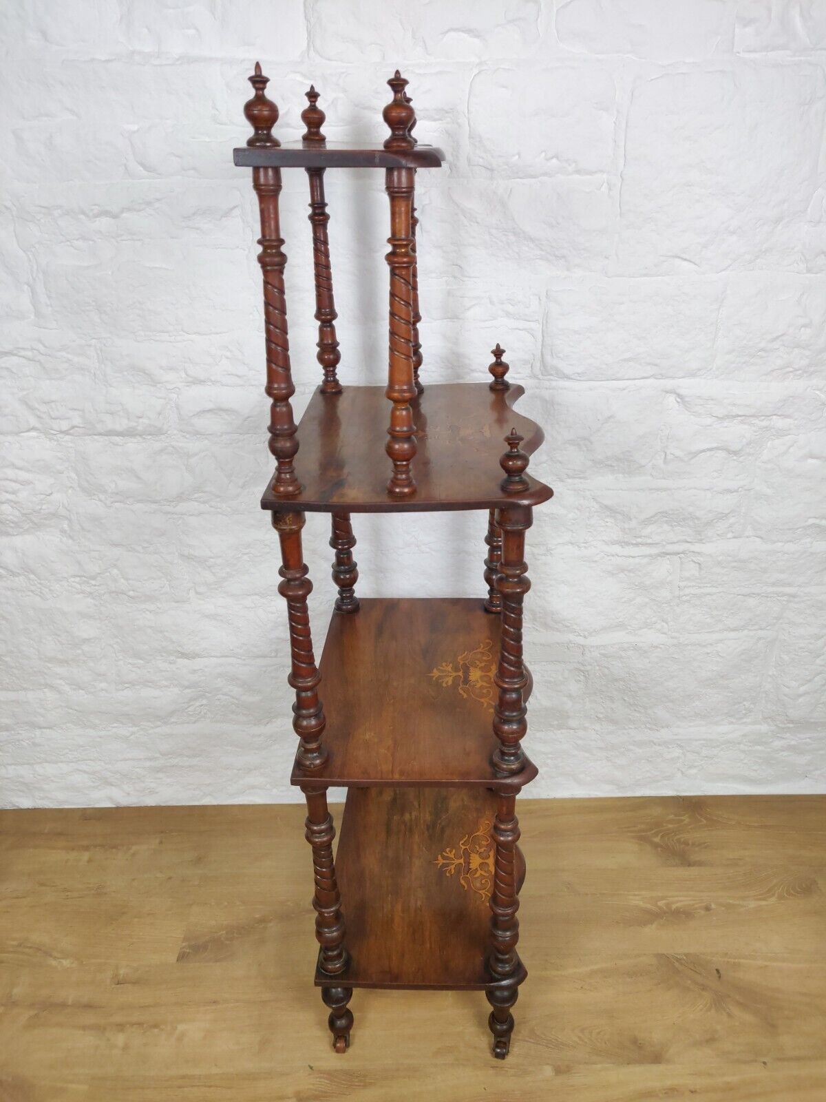 4 tier Whatnot Victorian Mahogany Finial Castors Antique Postage Available