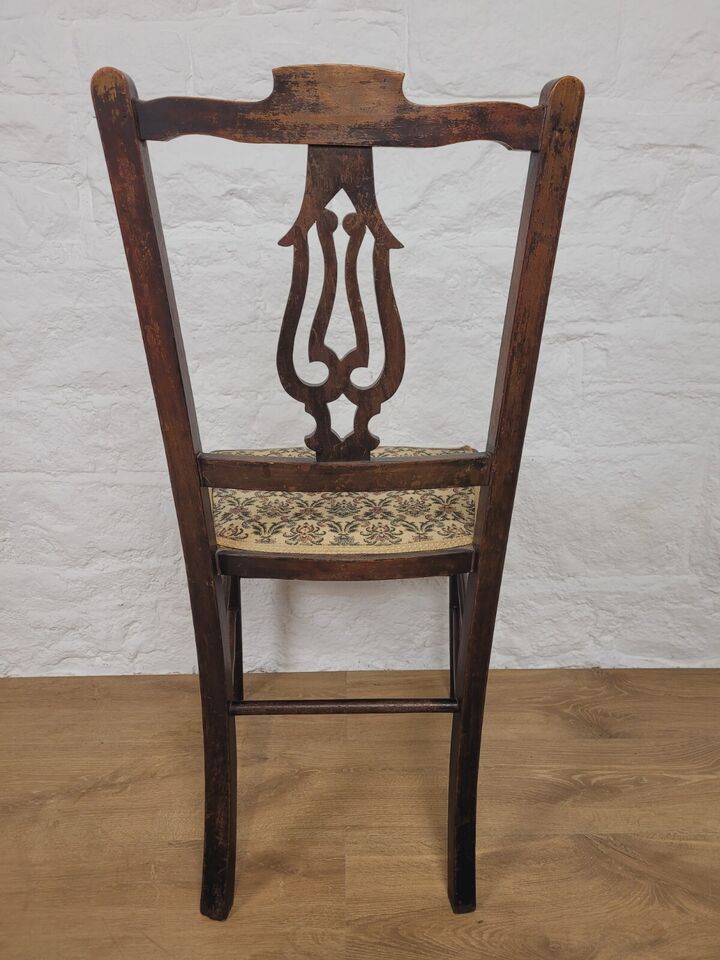 Edwardian Bedroom Side Chair Floral Upholstered Seat Mahogany Postage Available