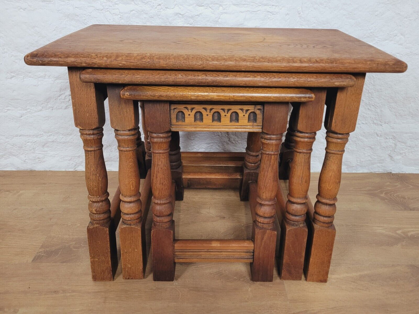 Nest of Tables Oak Carved Country English Rectangular Postage Available