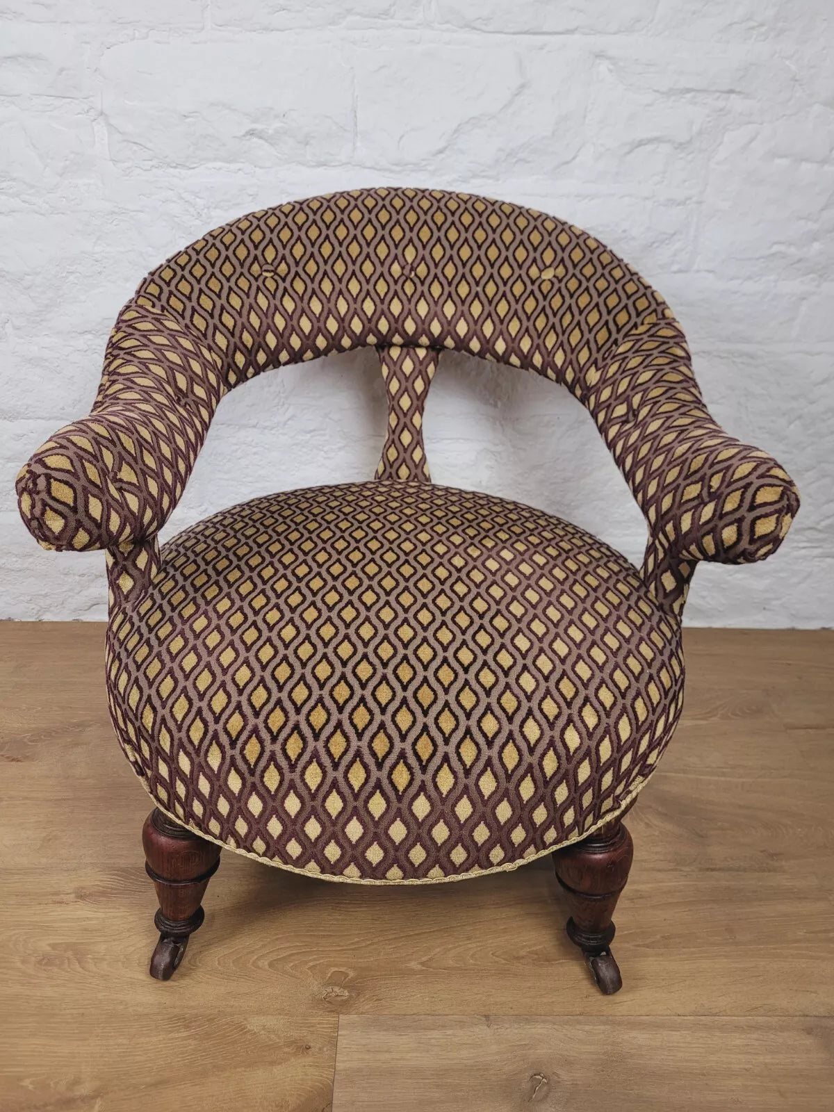 Victorian Tub Armchair Castors Upholstered Button Back Delivery Available