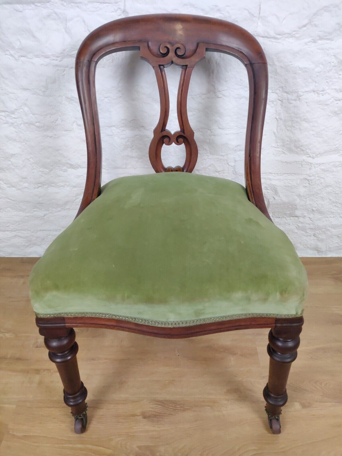 Balloon Back Dining Chair Castors Antique Mahogany Green Postage Available