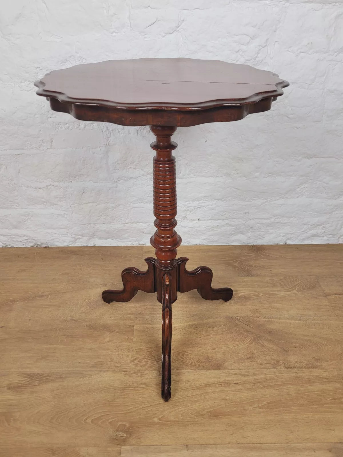 Victorian Pedestal Tripod Table Figured 19th Century Turned Postage Available