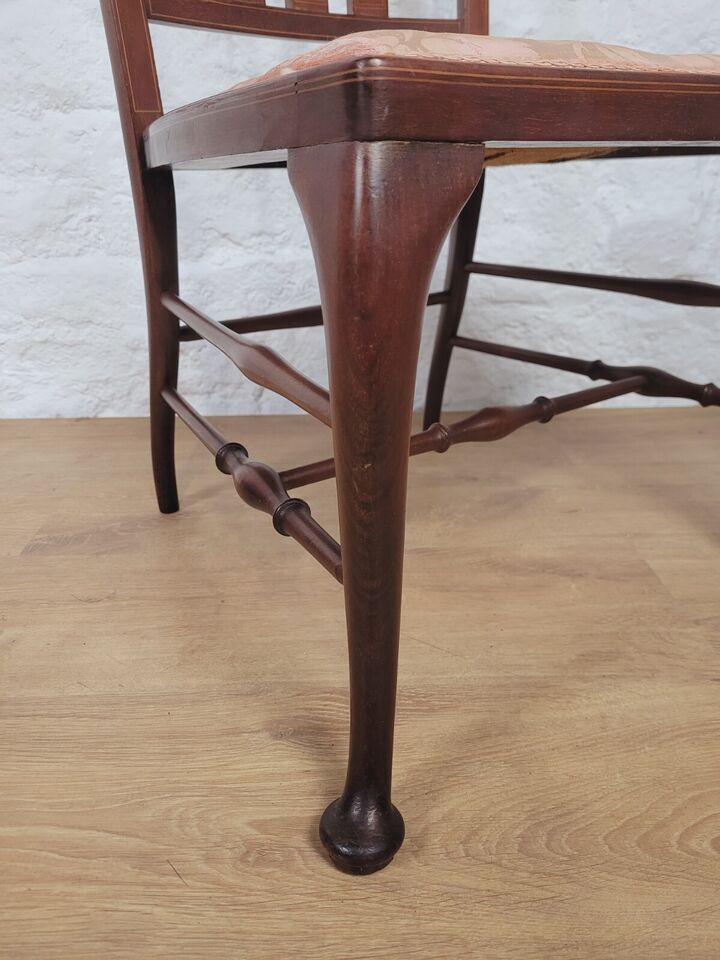 Edwardian Inlaid Accent Chair Heart Backsplat High Back Postage Available