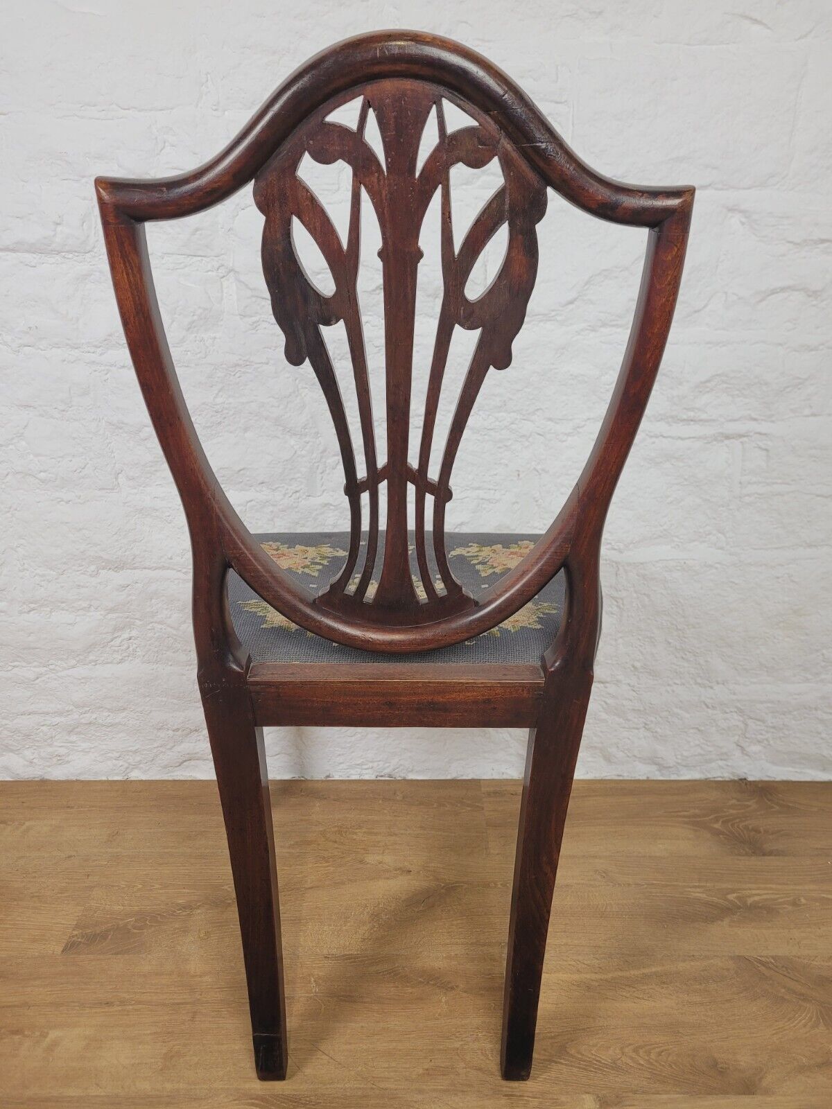 Shield Back Dining Chair Wheat Sheaf Carved Victorian Inlaid Postage Available