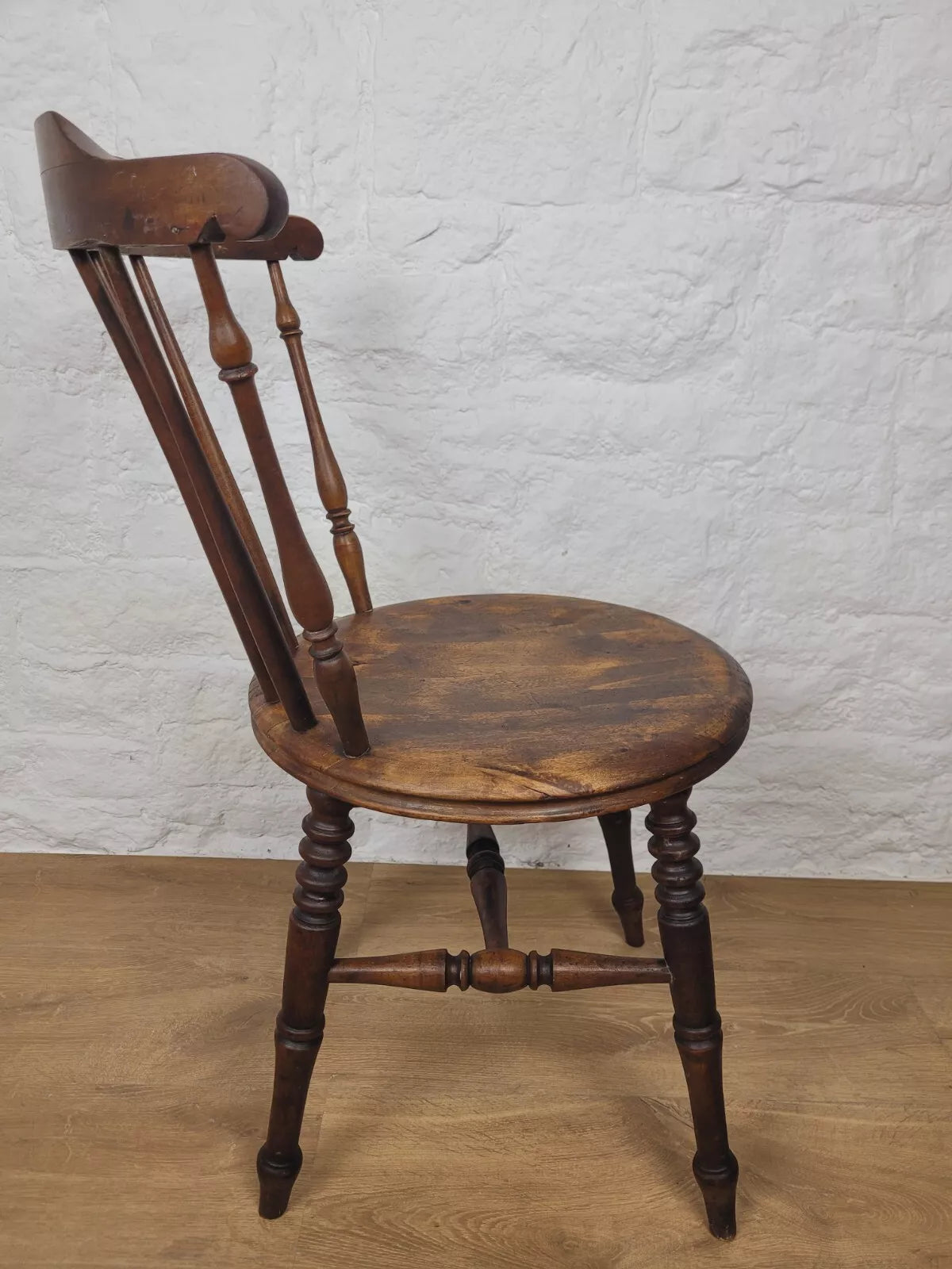 English Penny Windsor Chair Elm Spindle Back Victorian Country Postage Available