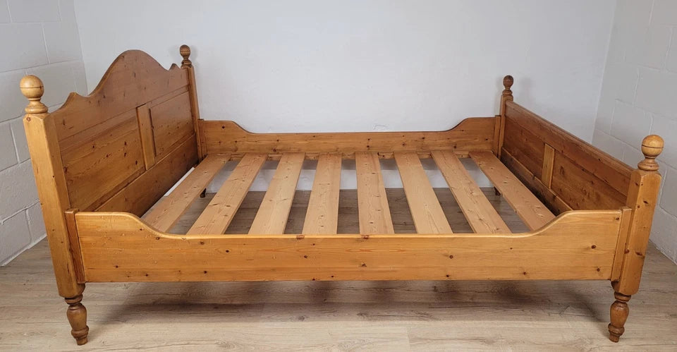 Victorian Sleigh Bed Frame Queen Country Pine Farmhouse 19thC Delivery Available