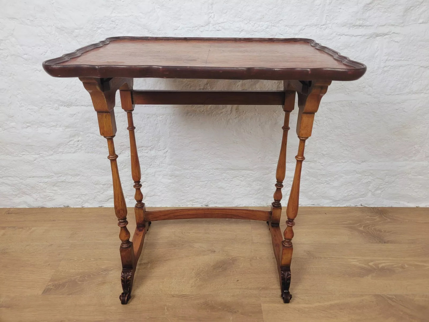 Victorian Side Table Scalloped Edge Carved Foliage Mahogany Postage Available