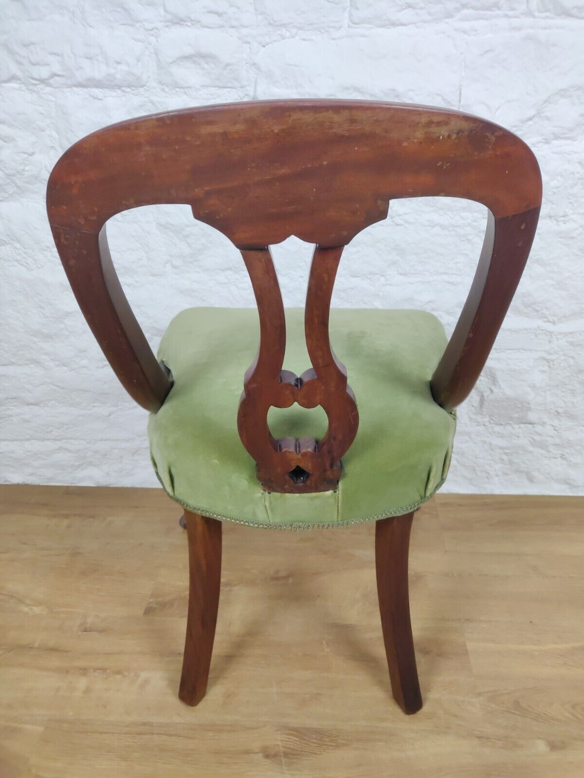 Balloon Back Dining Chair Castors Antique Mahogany Green Postage Available