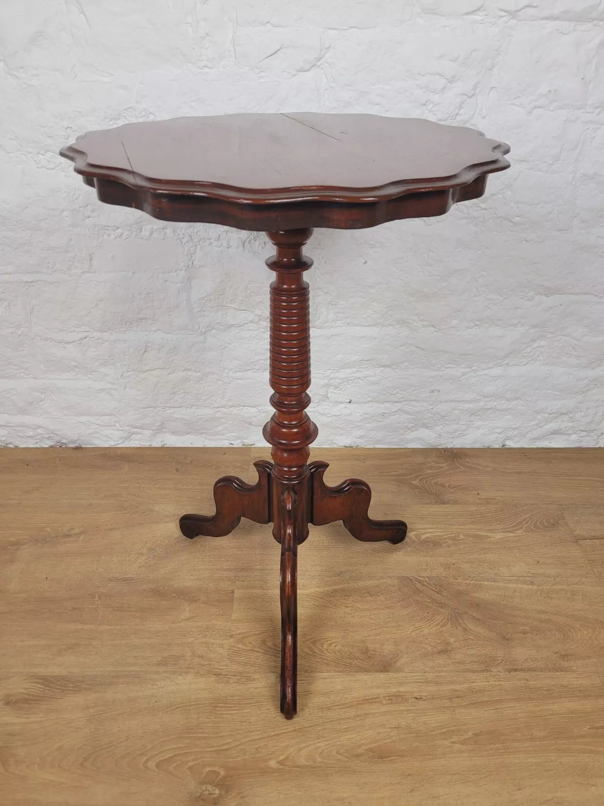 Victorian Pedestal Tripod Table Figured 19th Century Turned Postage Available