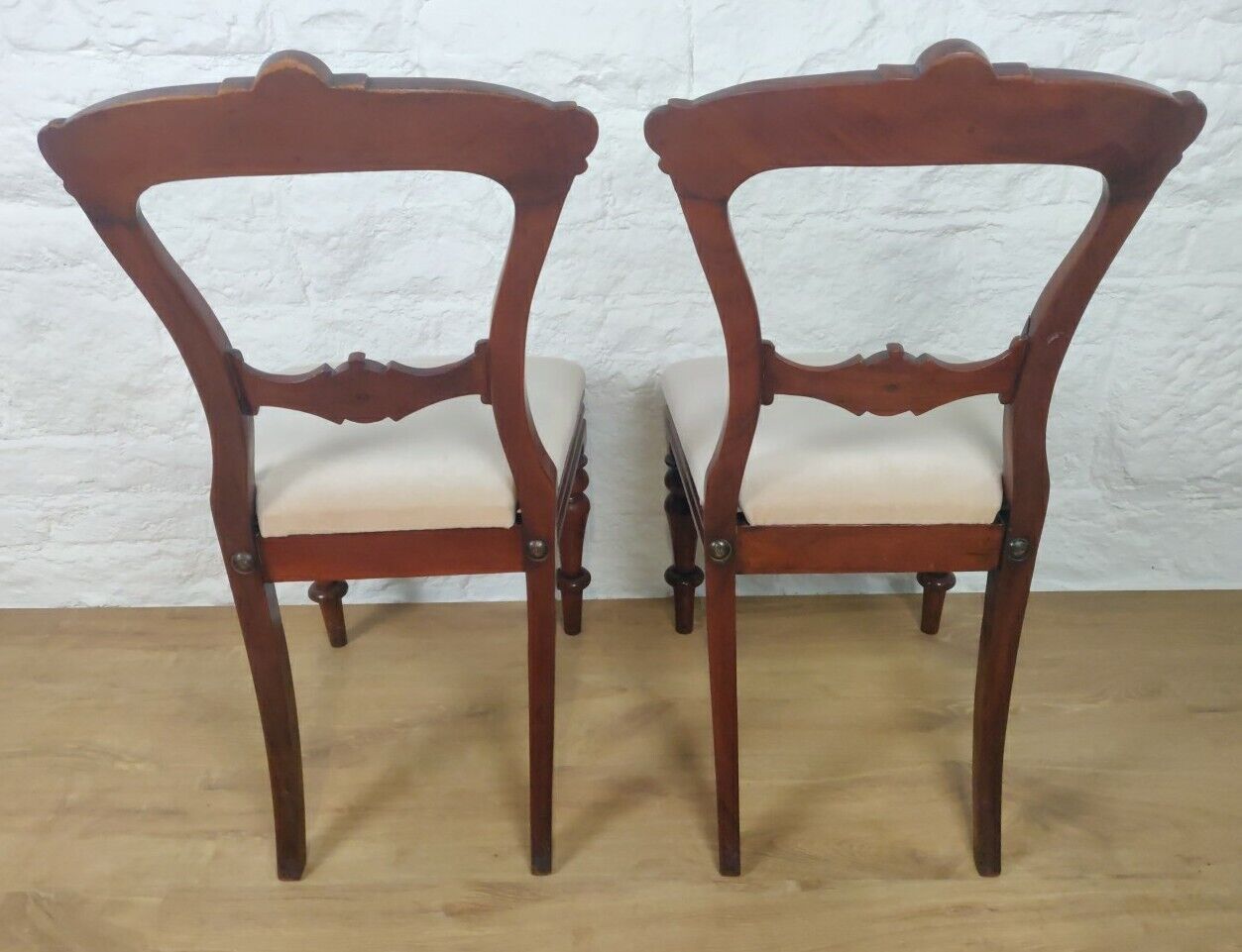 James Reilly Dining Chairs Pair Bulls-eye Ornate 19thC English Postage Available