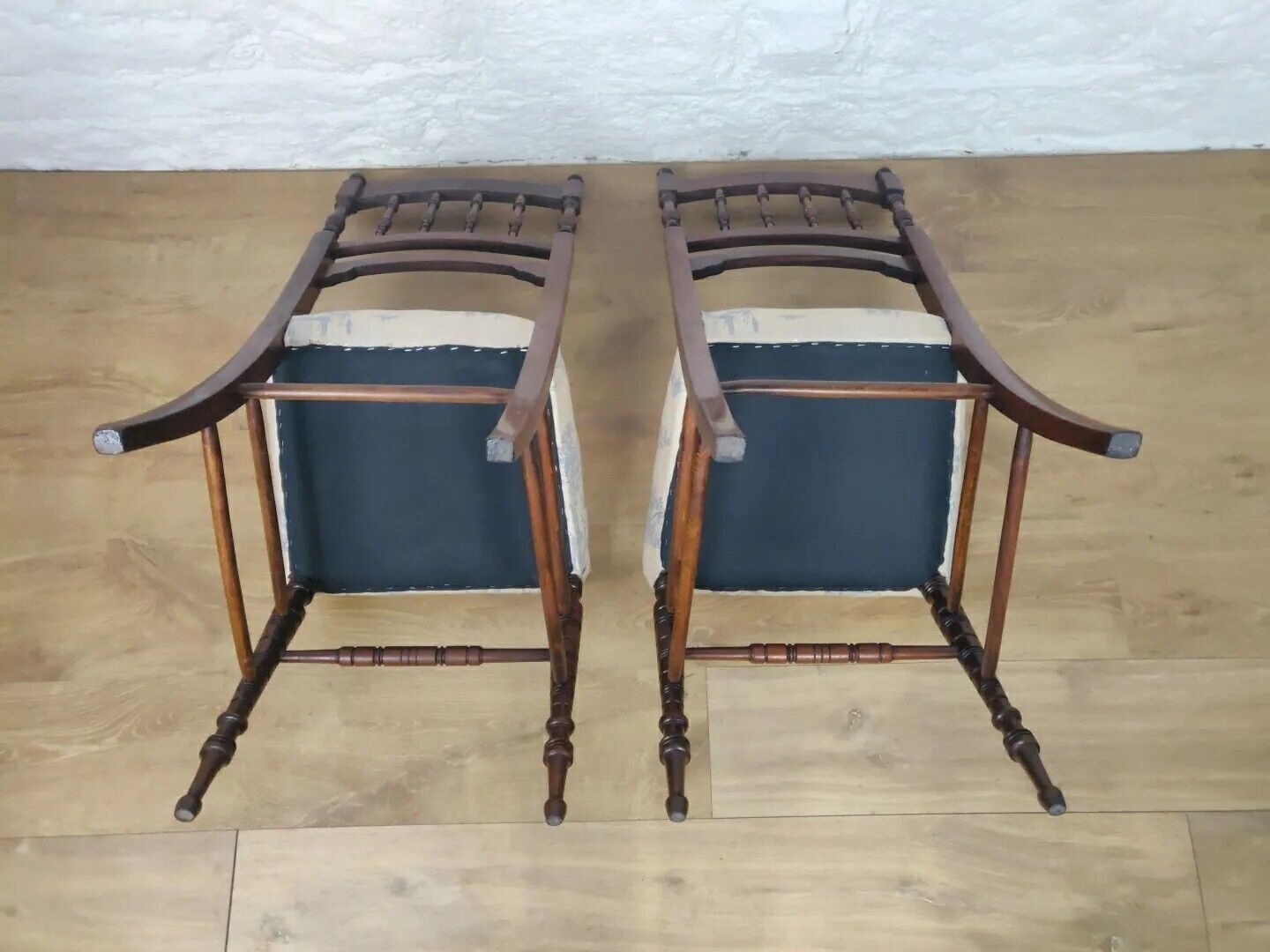 Bedroom Chair Pair Upholstered Turned Victorian Mahogany Postage Available