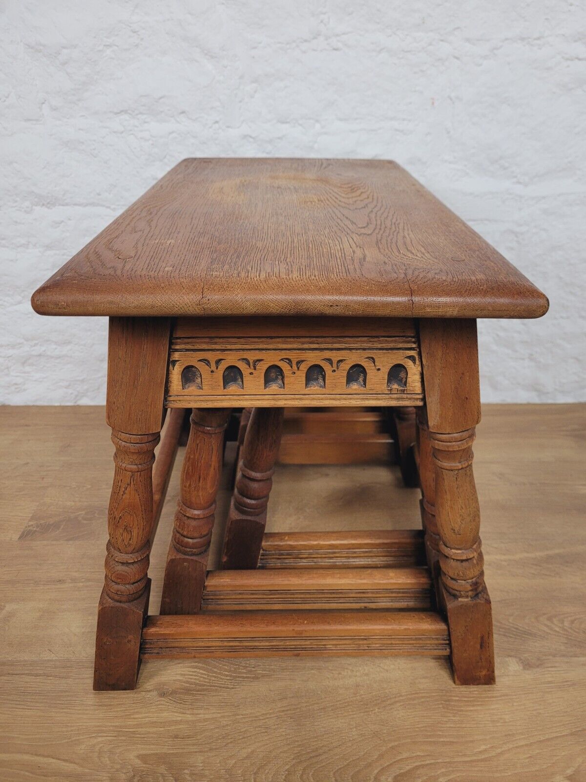 Nest of Tables Oak Carved Country English Rectangular Postage Available