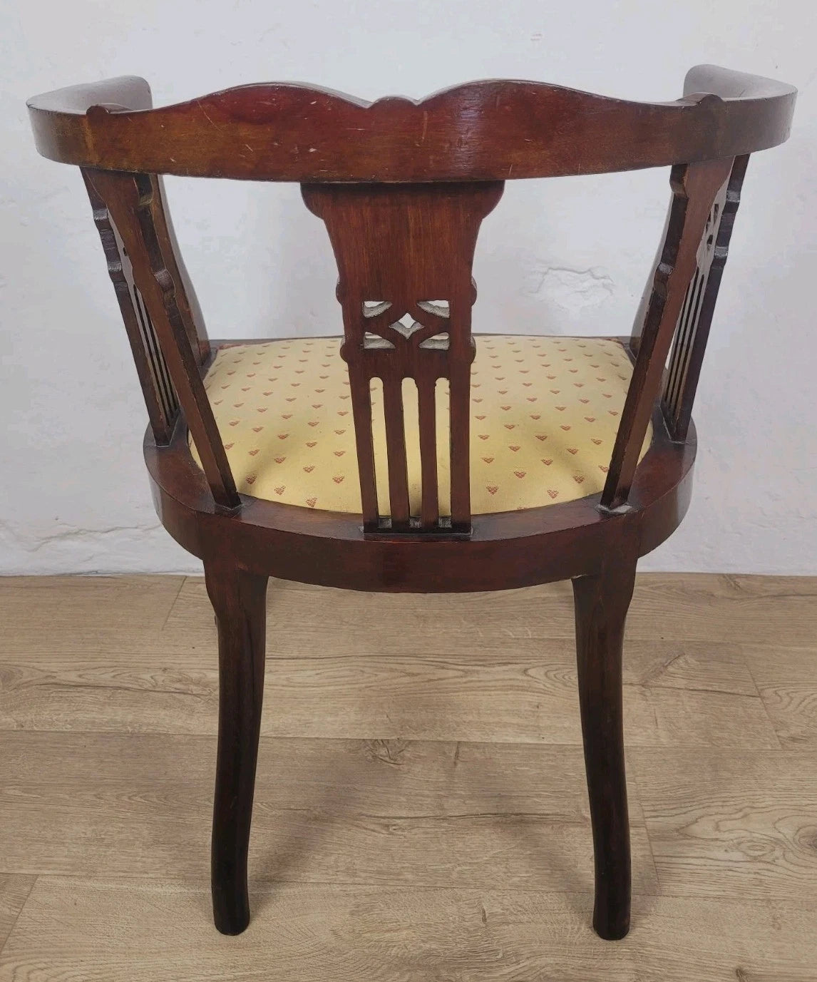 Edwardian Bedroom Elbow Chair Cushion Pierced Back Upholstered Postage Available