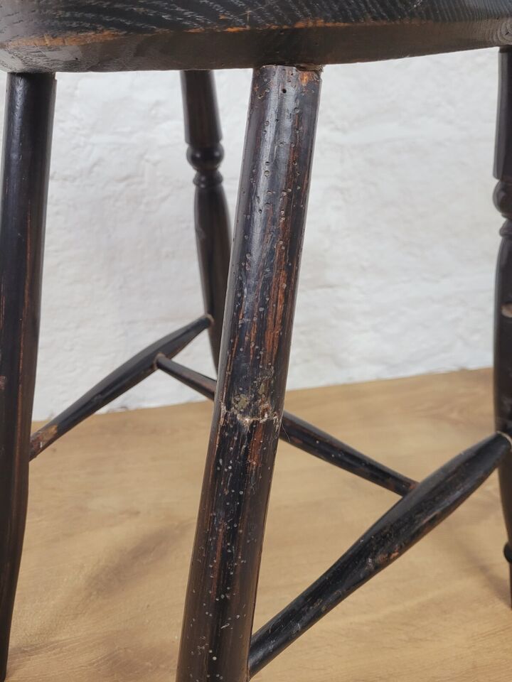 Childs Windsor High Chair 19thC Ebonised Stick Back Postage Available