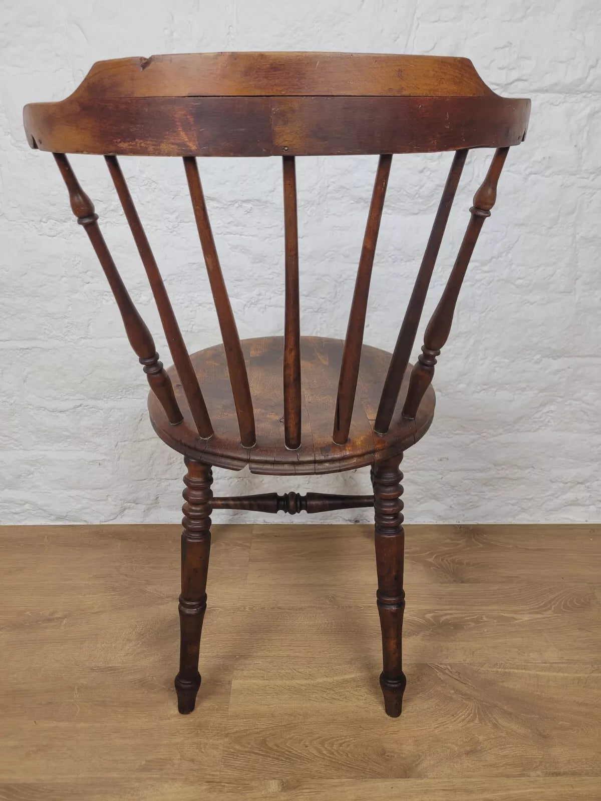 English Penny Windsor Chair Elm Spindle Back Victorian Country Postage Available