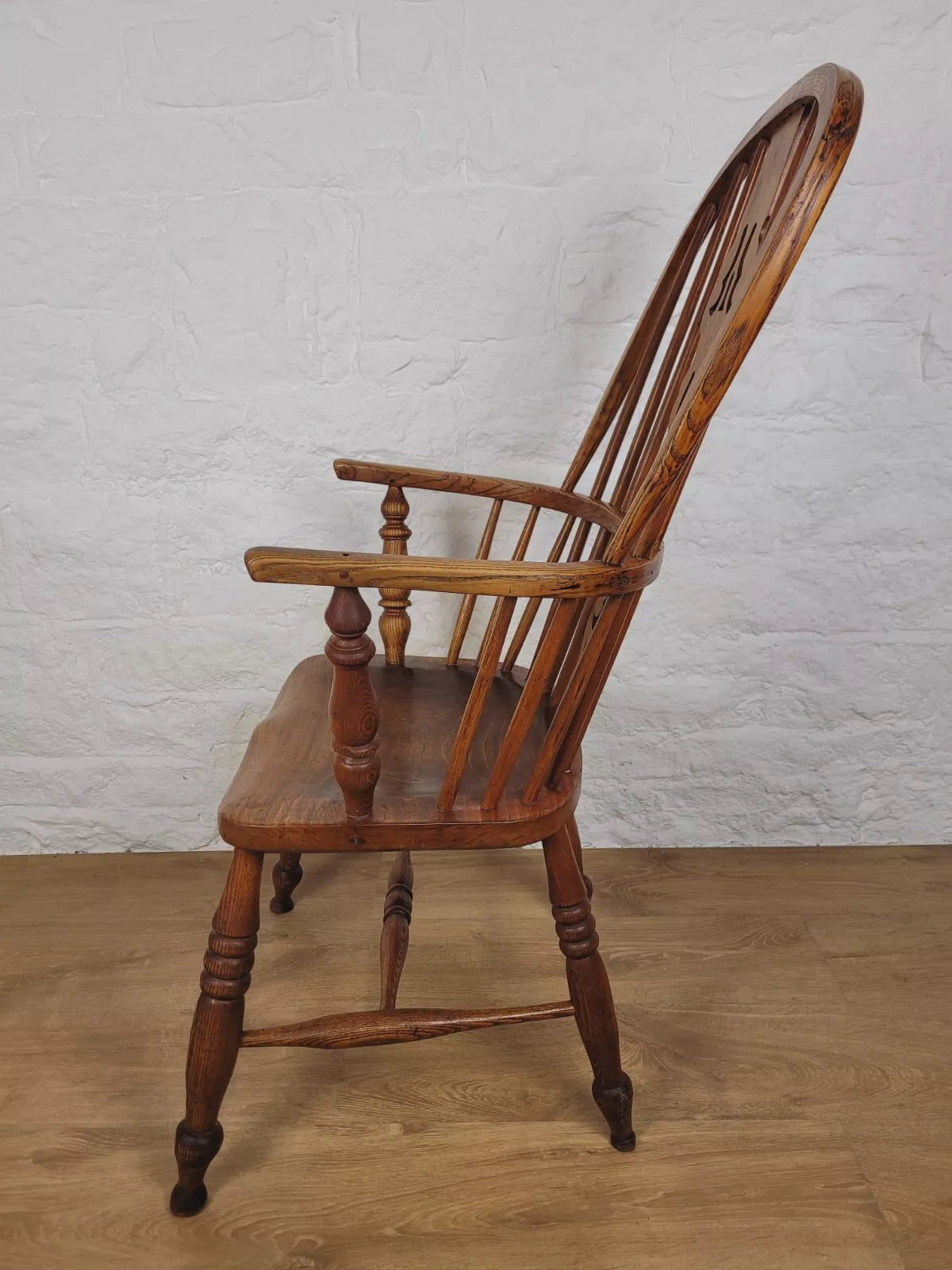 Victorian Windsor Armchair Pierced Splatback Oak Antique 1860s Postage Available