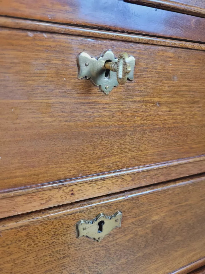 Vintage Writing Bureau Desk Mahogany Key & Lock Brass Handles Delivery Available