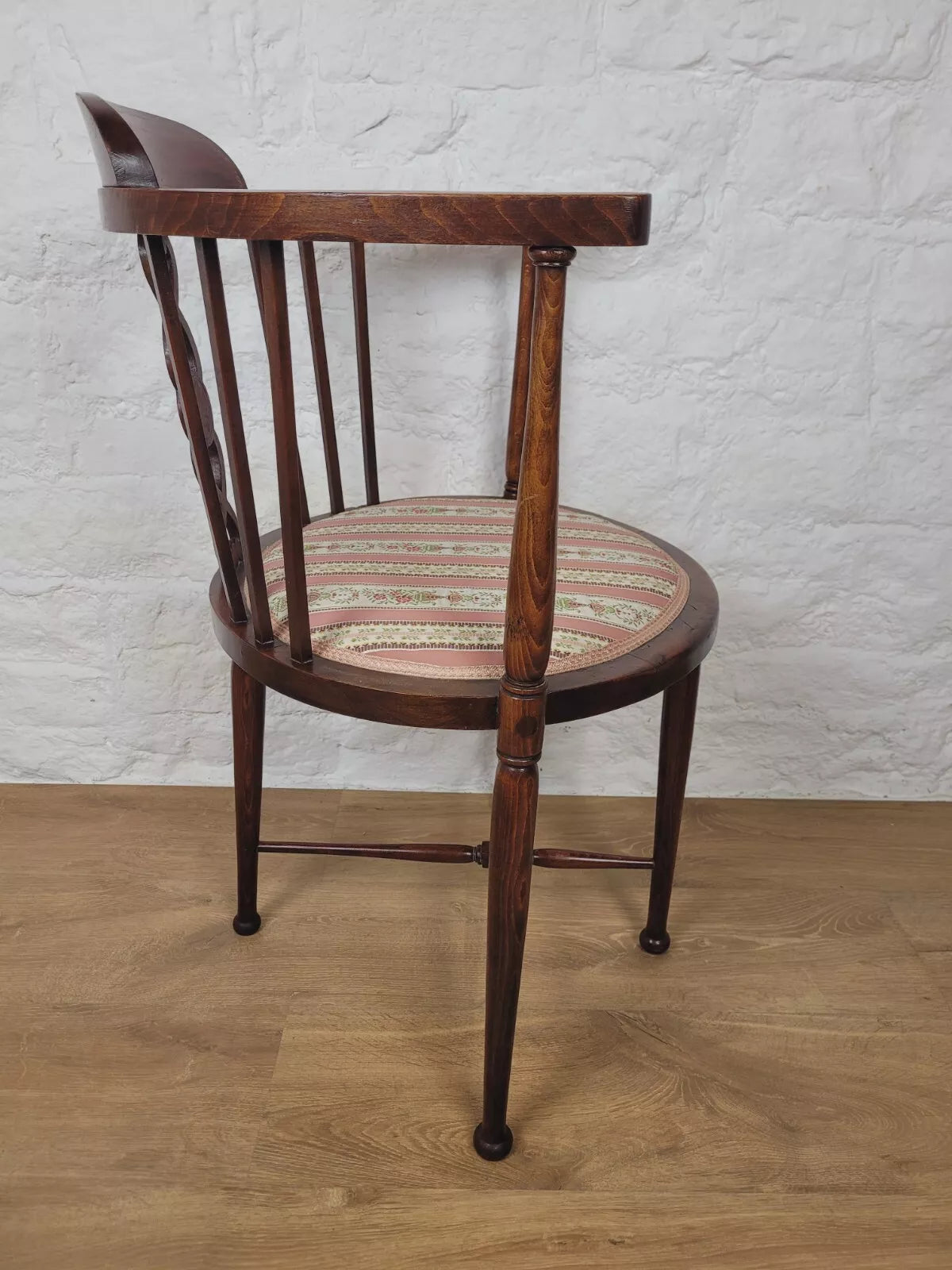 Edwardian Elbow Chair Inlaid Pierced Back Upholstered Postage Available