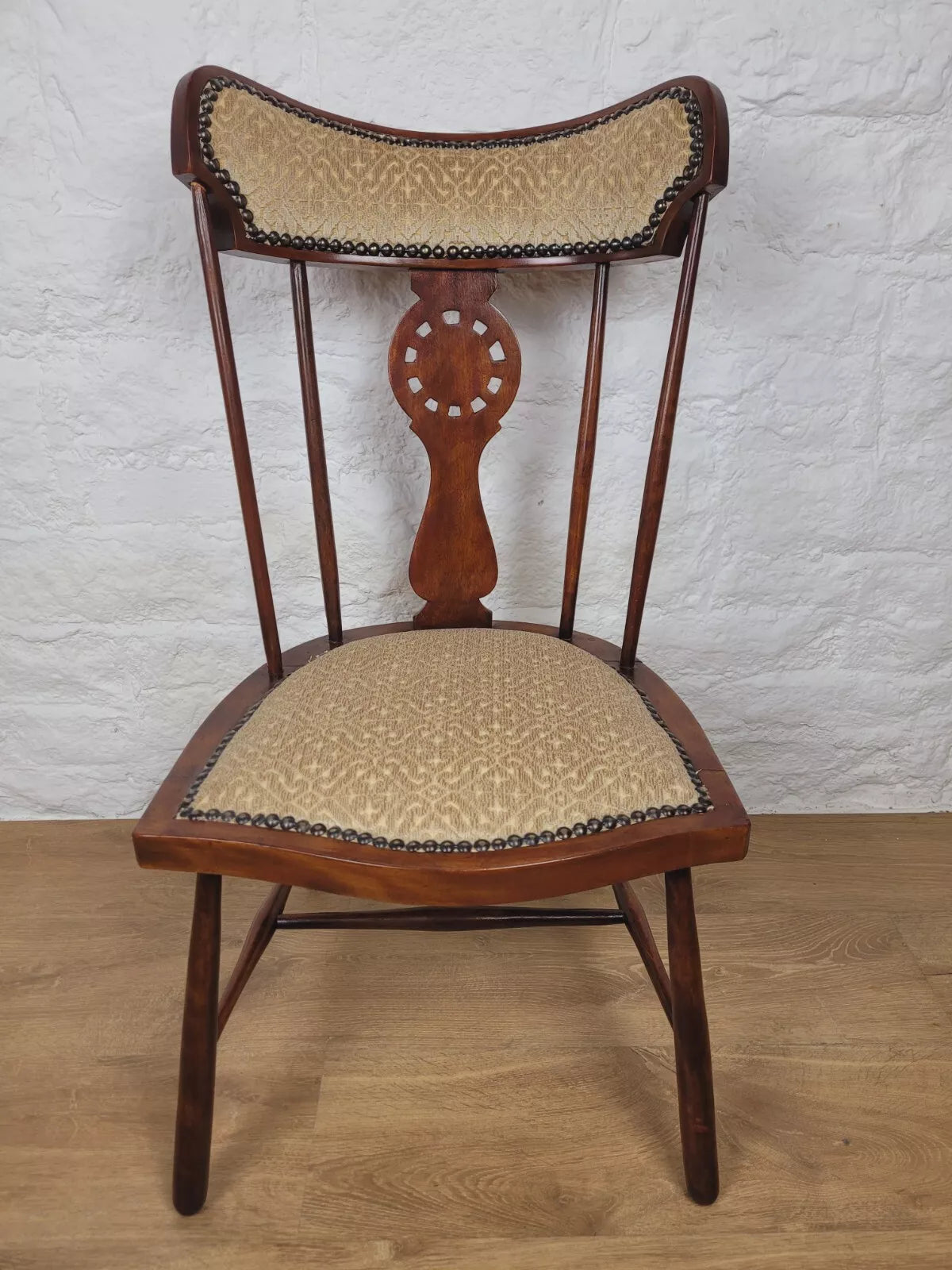 Vintage Bedroom Chair Pierced Back Upholstered Country Postage Available