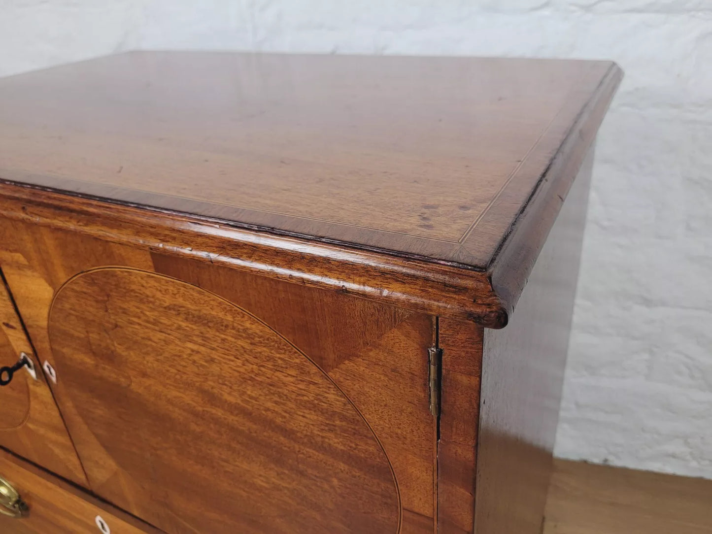 George III Inlaid Cabinet Drawers Lockable Mahogany Country Delivery Available