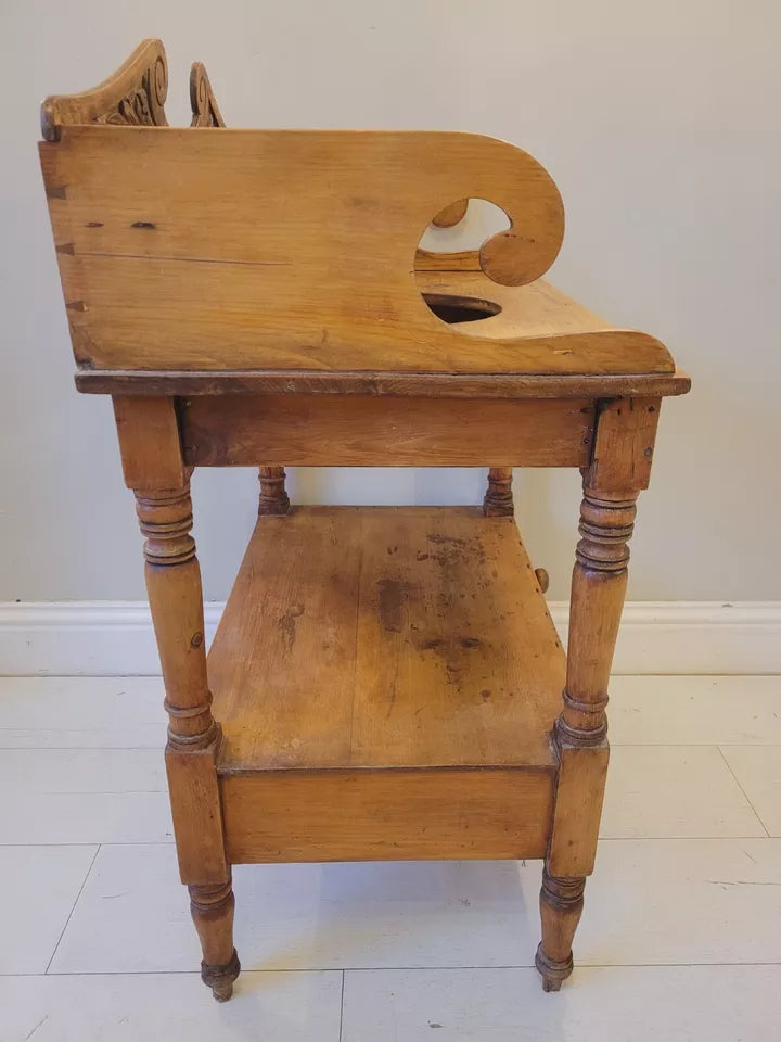 Pine Wash Stand Victorian Carved English 19th Century Country Delivery Available