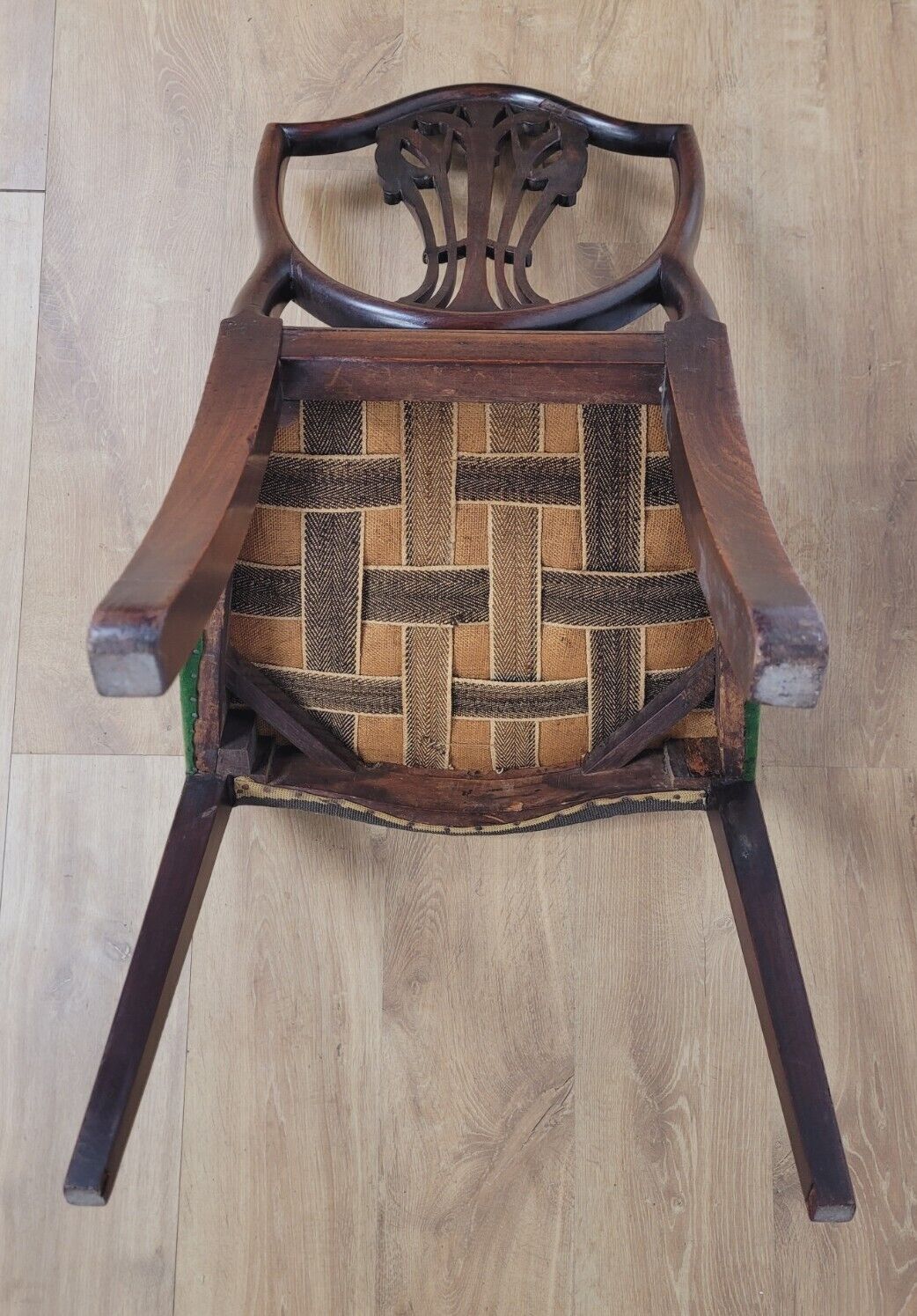 Shield Back Dining Chair Wheat Sheaf Carved Victorian Inlaid Postage Available