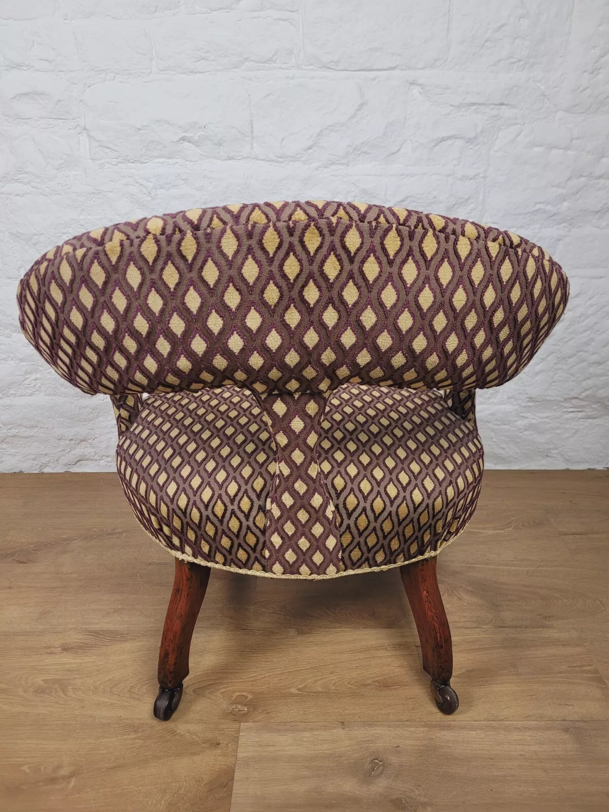 Victorian Tub Armchair Castors Upholstered Button Back Delivery Available