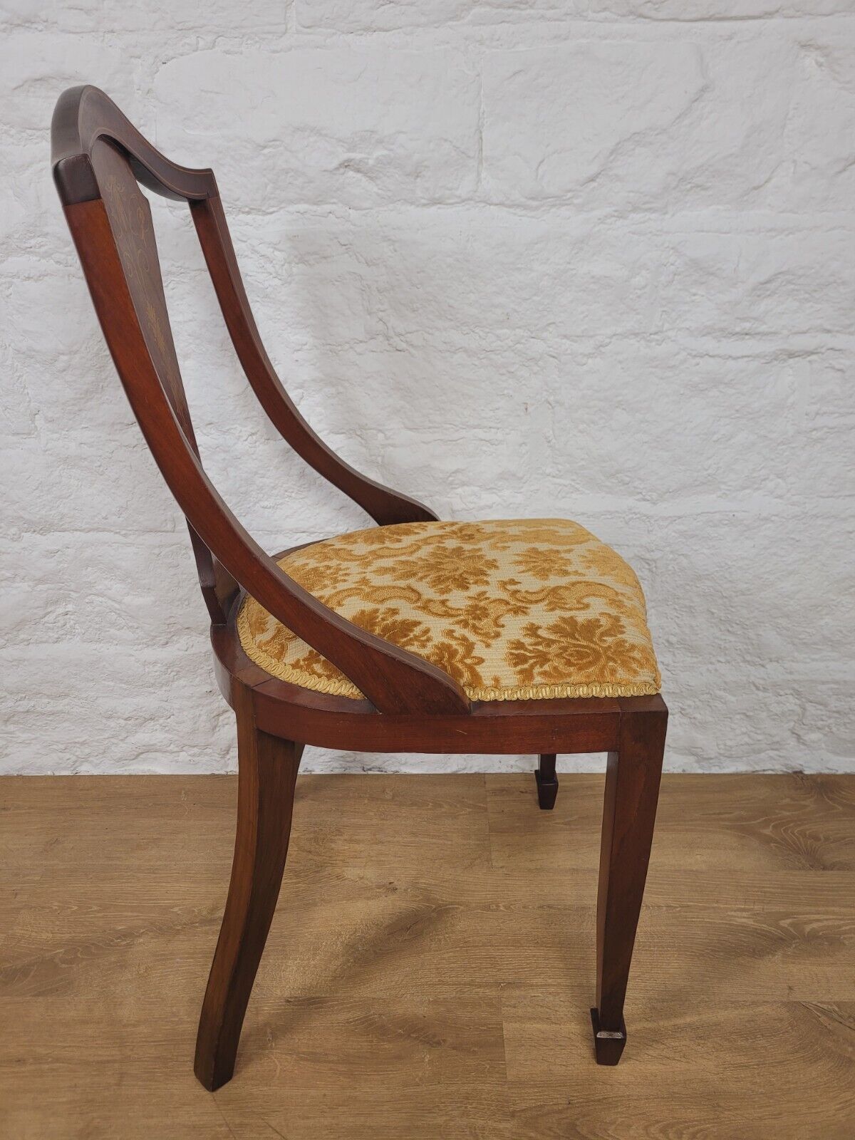 Edwardian Inlaid Dining Chair Floral Upholstered Postage Available