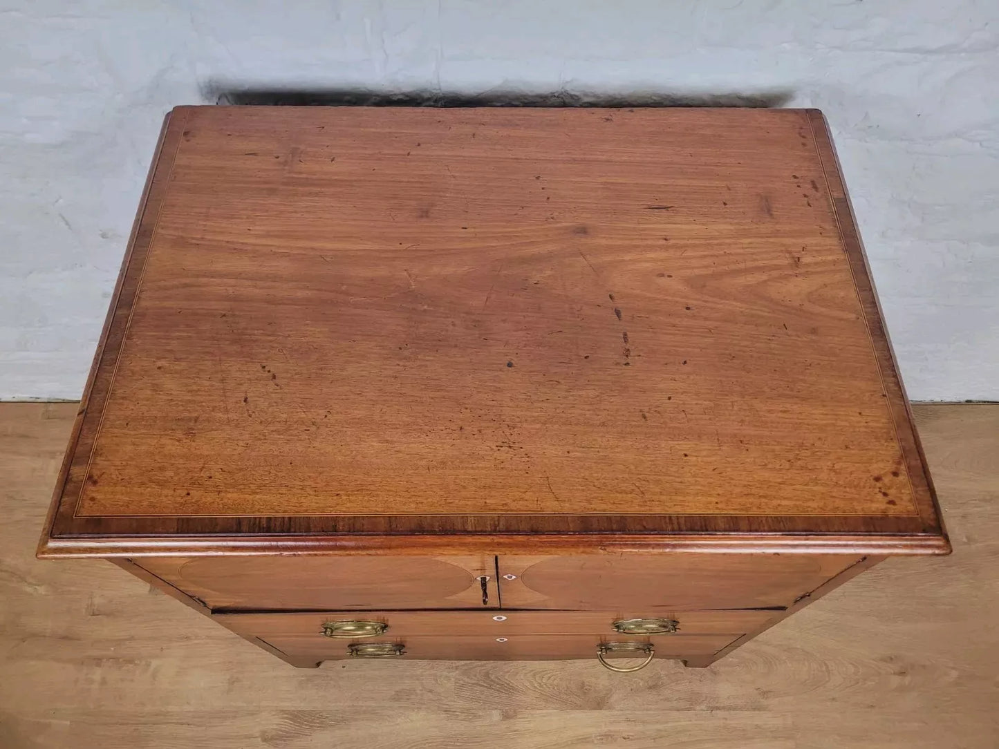 George III Inlaid Cabinet Drawers Lockable Mahogany Country Delivery Available