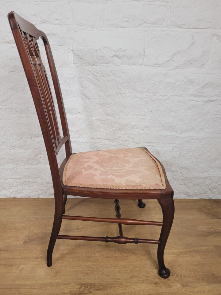 Edwardian Inlaid Accent Chair Heart Backsplat High Back Postage Available