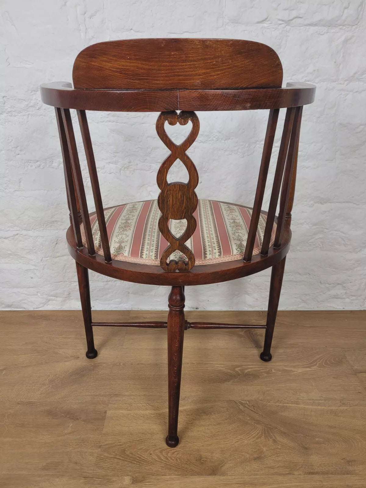 Edwardian Elbow Chair Inlaid Pierced Back Upholstered Postage Available