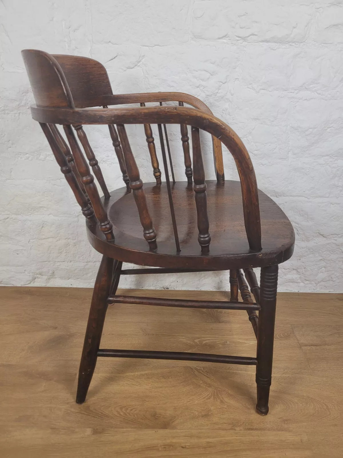 Vintage Office Elbow Chair Mid 20th Century Oak Spindle Back Postage Available