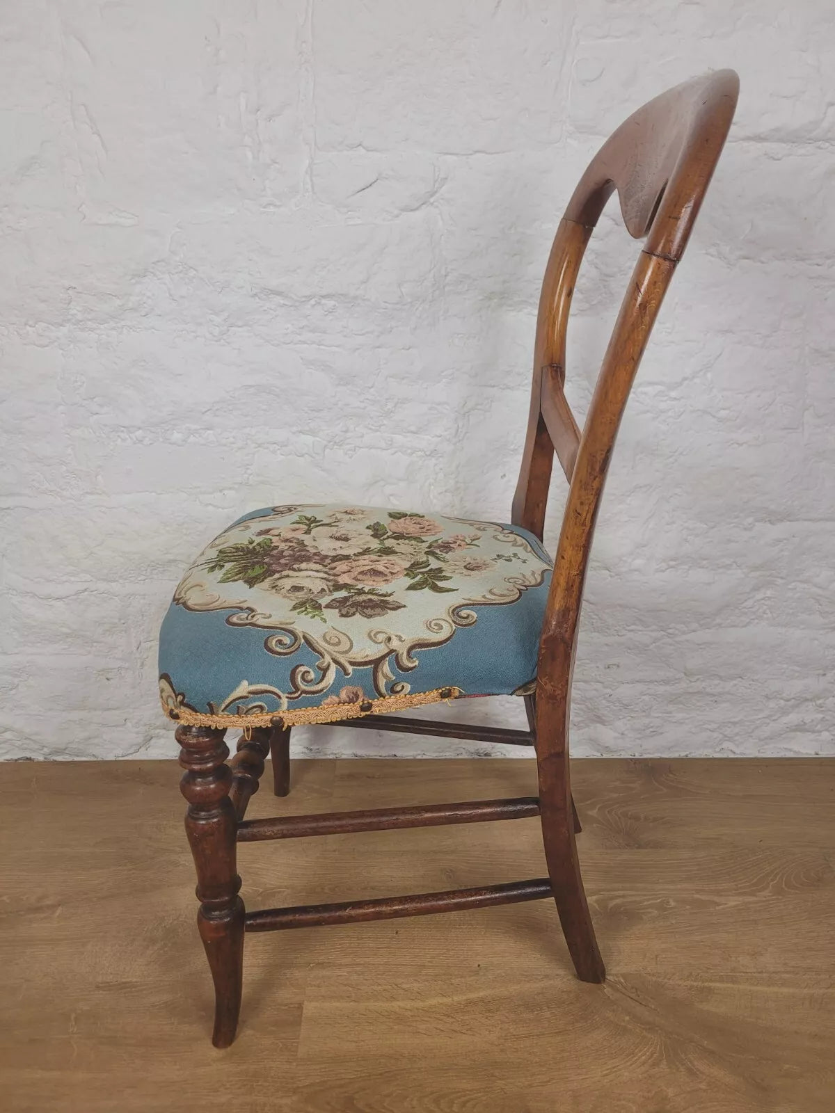 Fruitwood Dining Chair Victorian Balloon Back Upholstered Postage Available