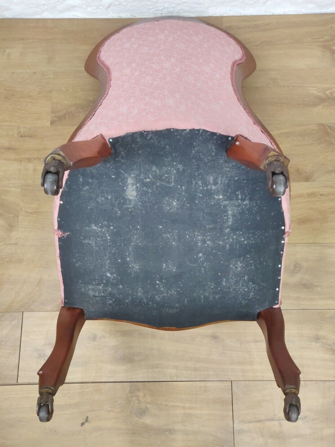 Victorian Nursing Chair Castors Button Back Pink Cabriole Legs Postage Available