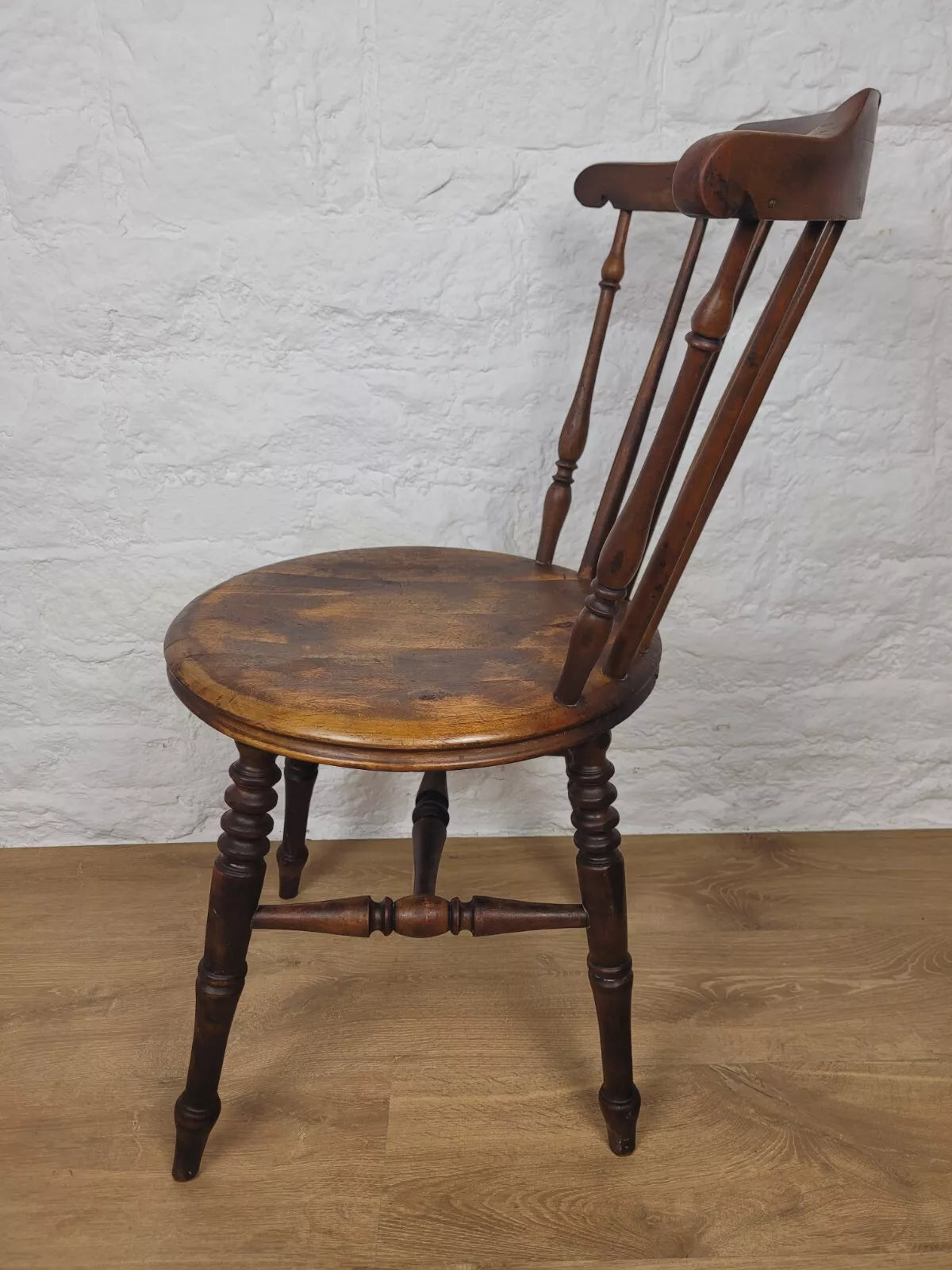 English Penny Windsor Chair Elm Spindle Back Victorian Country Postage Available