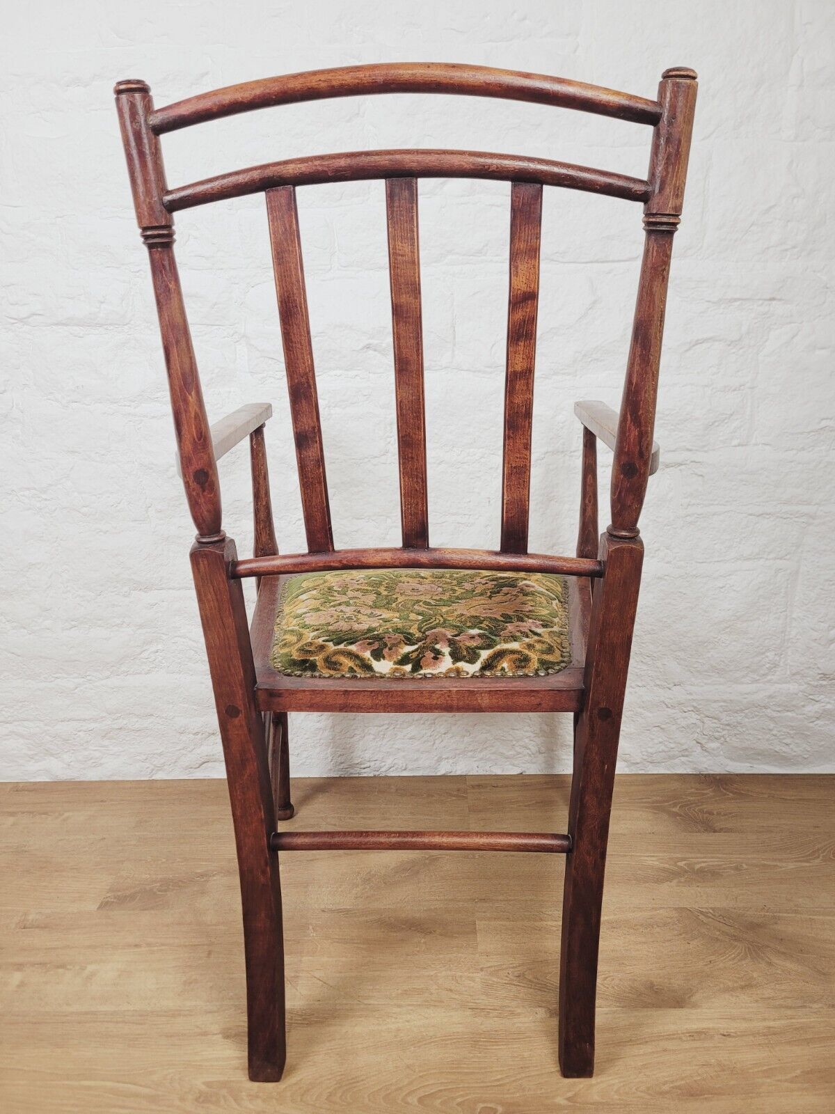 Open Armchair Vintage Mahogany Floral Arts & Craft Upholstered Postage Available