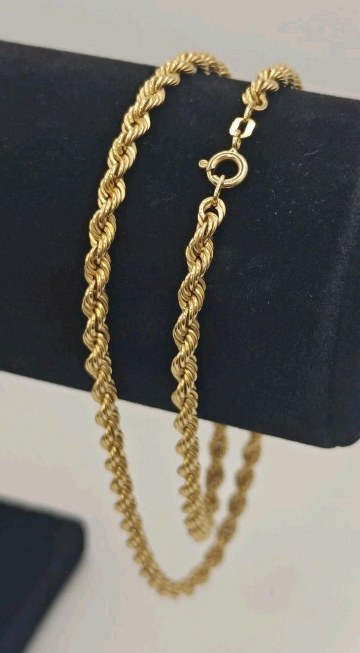 18ct Yellow Gold Rope Twist Necklace 18.5" Postage Available