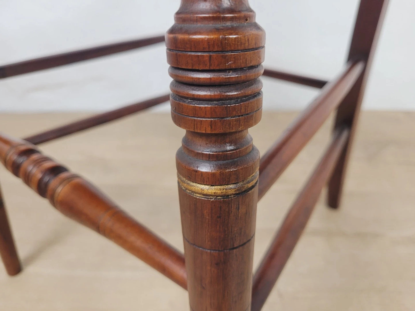 Edwardian Bedroom Chair Spindle Back Floral Upholstery Antique Postage Available