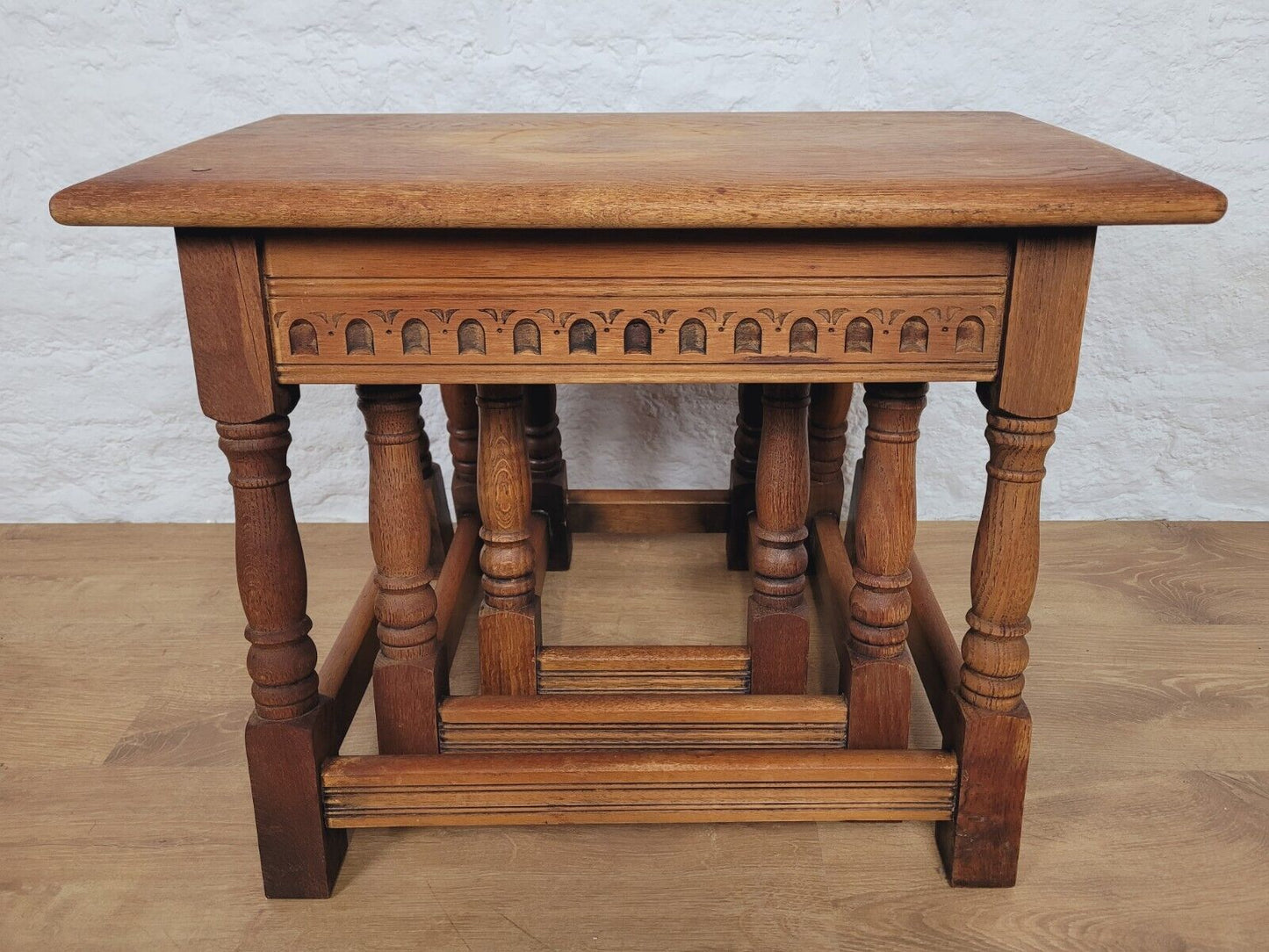 Nest of Tables Oak Carved Country English Rectangular Postage Available