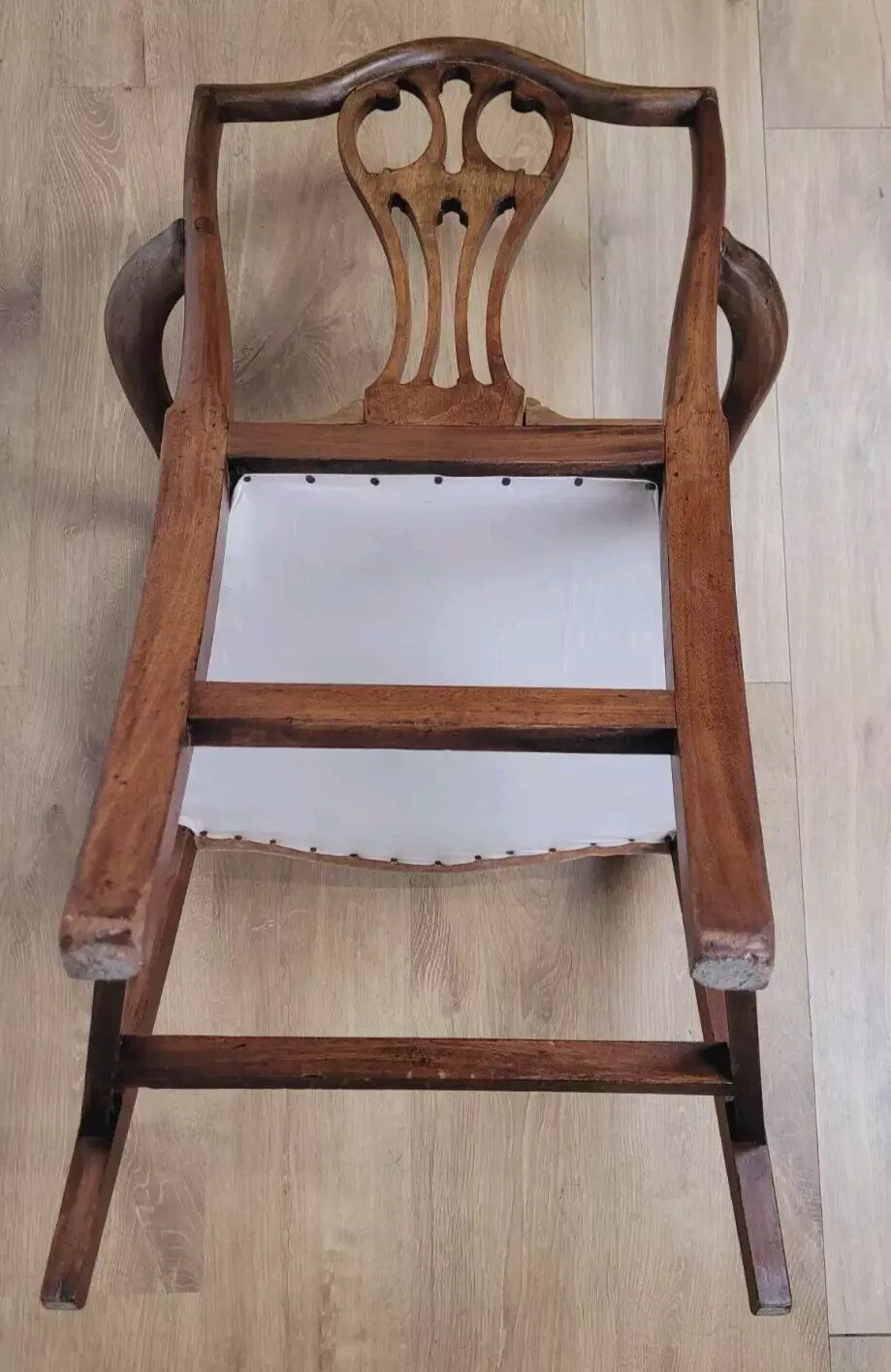 Victorian Dining Armchair Oak Carved Pierced Back Upholstered Postage Available